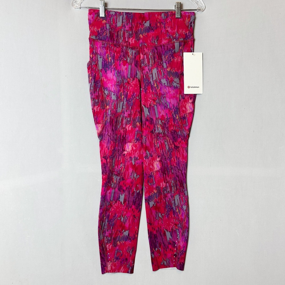 Lululemon Leggings Womens 12 Pink Fast Free High Rise Tight 25 inches Pockets‎
